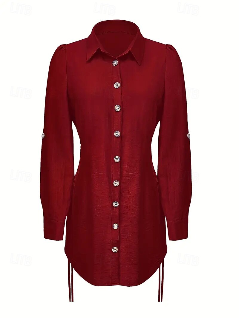 Women's Mini Dress Sexy Dress Elegant Daily Regular Fit Solid Color Long Sleeve V Neck Wine Fuchsia Green Dark Blue Fall 2025 - $22.99 –P4