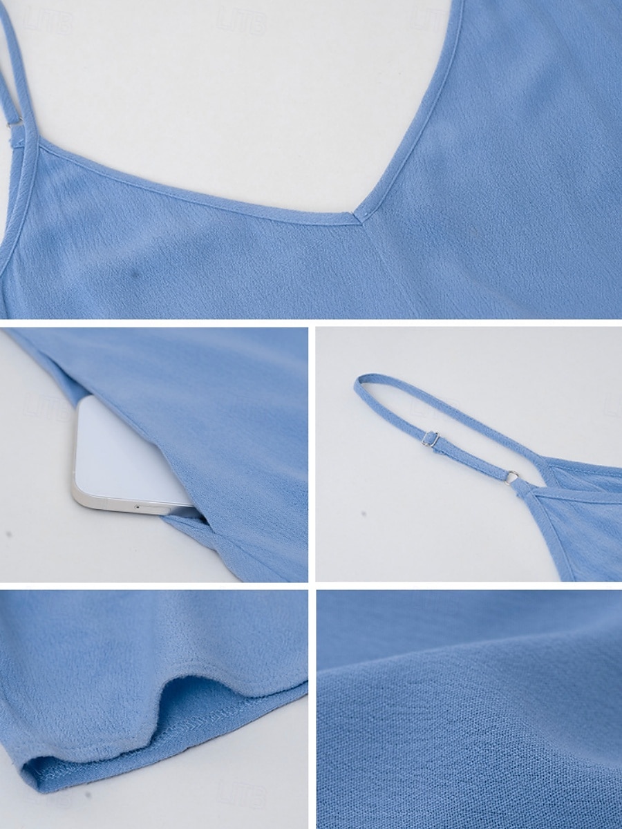 Damen Minikleid Casual kleid skims dress Basic Brautkleider schlicht Urlaub Täglich Regular Fit Glatt Ärmellos Gurt Schwarz Rote Blau Grün Sommer 2025 - $41.99 –P3
