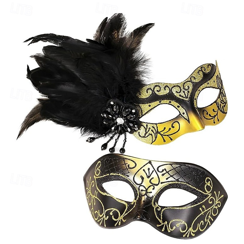 Karnevalsmaske Venezianische Maske Columbina Erwachsene Herren Damen Halbes Gesicht Party Maskerade Karneval von Venedig Karneval Einfaches Karnevalskostüm 2025 - $32.99 –P5