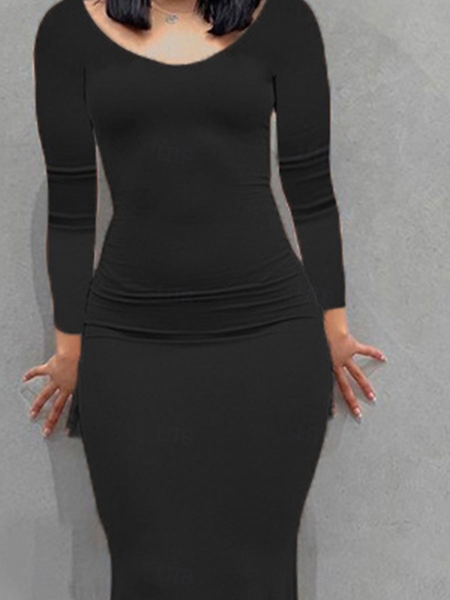 Pentru femei Rochie Maxi Rochie Bodycon Rochie Fit And Flare Petrecere Oficial Oficial Petrecere Fit regulat Grafic Manșon Lung Stil Nautic Negru Galben Roz Îmbujorat Roșu Vin Vară 2025 - $21.99 –P3