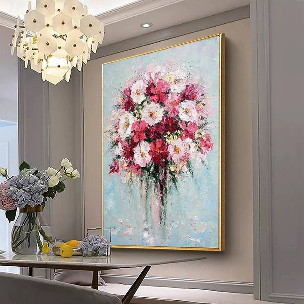 Mintura fait à la main abstrait texture fleurs peintures à l'huile sur toile art mural décoration moderne image pour la décoration intérieure roulé sans cadre peinture non étirée de 2025 ? $69.99 –P5