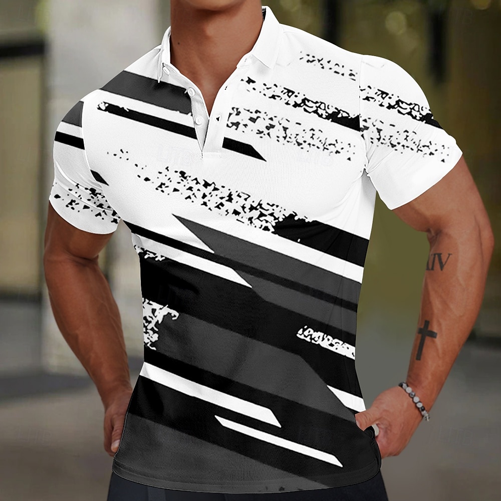Per uomo Geometrico Linea Polo Manica Corta Magliette polo Camicie con Colletto Casual Business Casual Scuola All'aperto Sportivo Abbigliamento quotidiano Stampa 3D Estate Nero Rosso Blu del 2025 a $27.99 –P4