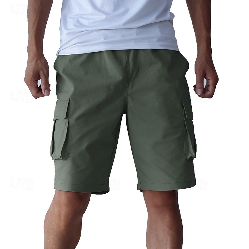 Homens Bermuda Cargo Calção Shorts de verão Shorts de Trilha Com Cordão Cintura elástica Bolso multi Tecido Conforto Vestível Comprimento do joelho Ao ar livre Esporte Diário Moda Casual Preto Azul de 2025 por $21.99 –P6