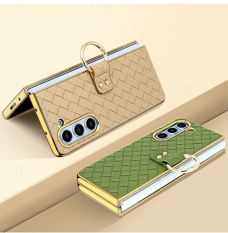 Phone Case For Samsung Galaxy Z Fold 6 Z Fold 5 Z Fold 4 Back Cover Ring Buckle Shockproof Retro PU Leather 2025 - $28.99 –P8