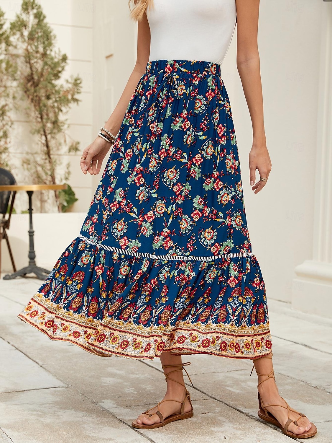 Női Hosszú szoknya Csehország Boho Hosszú hossz Maxi Magas derék Szoknyák Grafika Színes Kollázs Nyomtatott Mikroelasztikus Szabadság Tengerpart Haditengerészet Tavasz, Ősz, Tél, Nyár Poliészter 2025 - $21.99 –P1