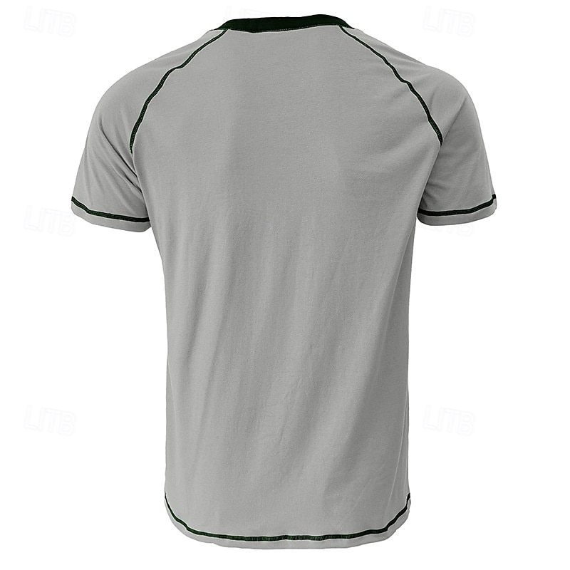 Men's Button T Shirt T Shirt Henley Shirt Short Sleeve Shirt Short Sleeve Henley Summer Color Block Solid / Plain Color Fashion Designer Fashion Vacation Street Going out Dark Grey Wine Black Top Tee 2025 - $26.99 –P11