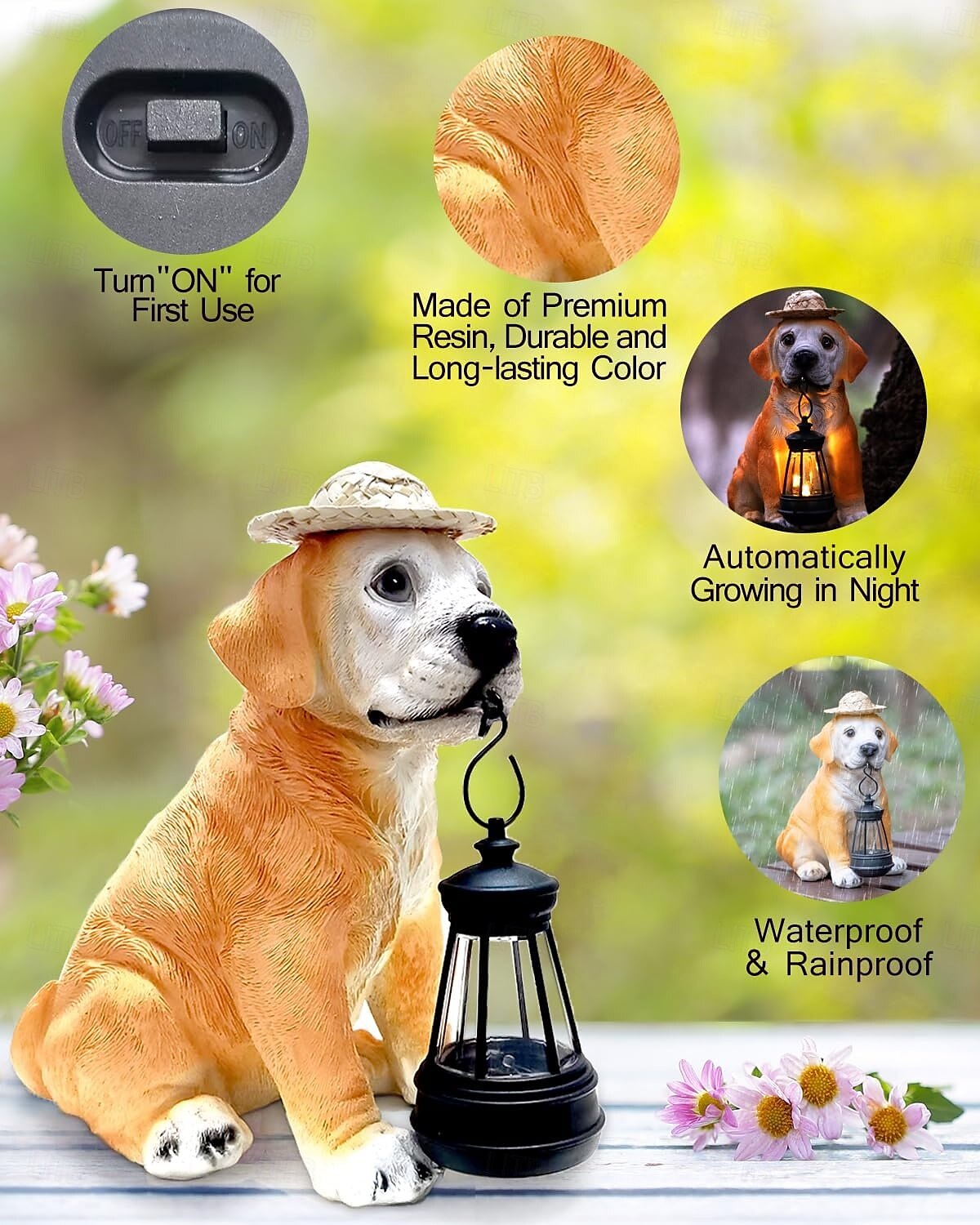Solar-Powered Dog Statue Light with Retro LED Lantern - Outdoor Garden Decor for Patio, Porch, Balcony, Holiday Decoration 2025 - $42.99 –P2