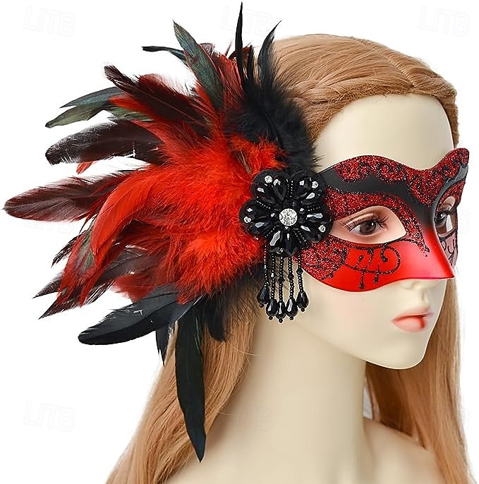 Karnevalsmaske Venezianische Maske Columbina Erwachsene Herren Damen Halbes Gesicht Party Maskerade Karneval von Venedig Karneval Einfaches Karnevalskostüm 2025 - $32.99 –P13