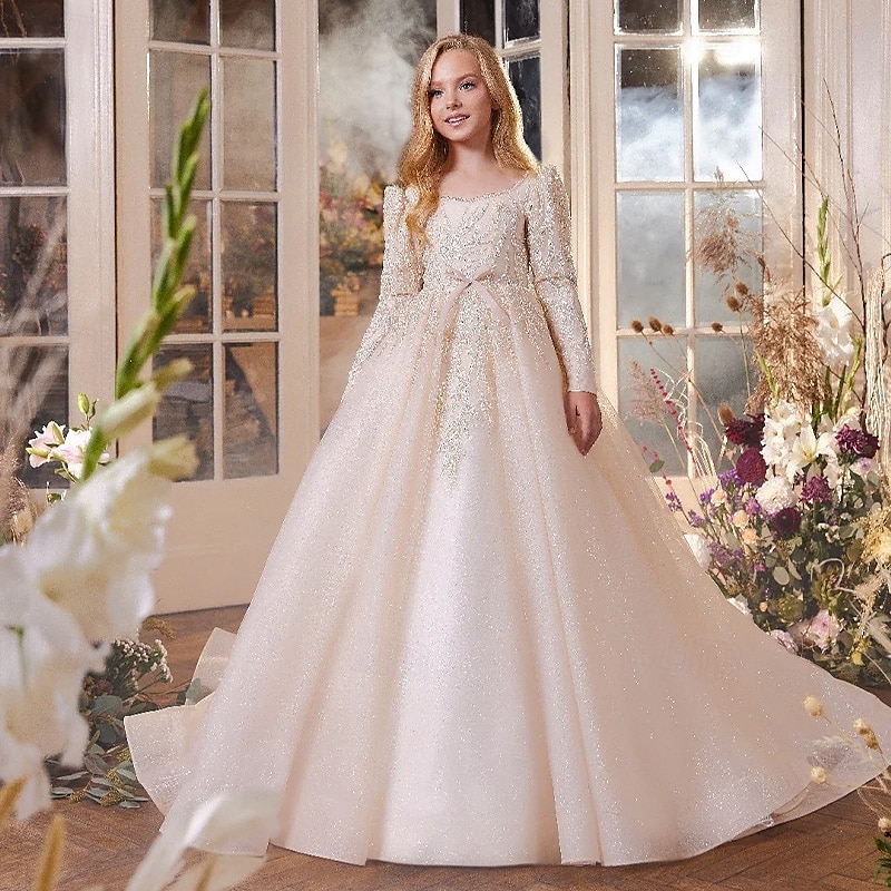 Flower Girl Dress Girls' Formal Dress First Communion Dress Wedding Attire Party Dress Formal Wedding Party Princess Sweet Christmas Carnival Ruched Solid Color Strapless Crew Neck Light Yellow 4 2026 - $91.99 –P1