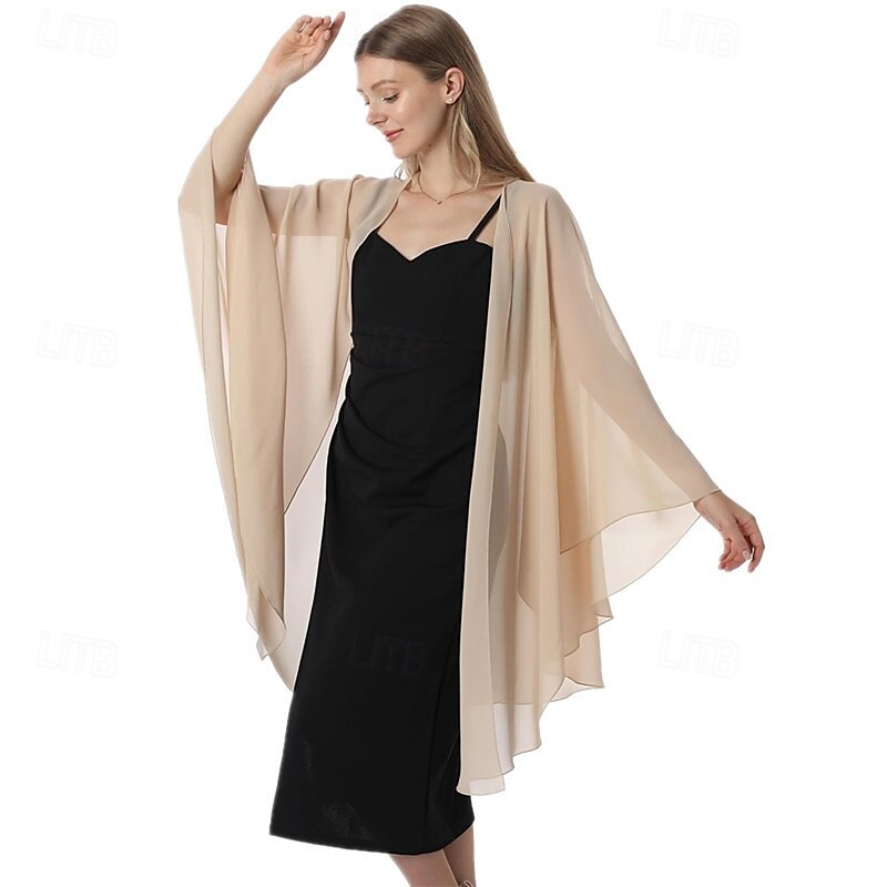 scialli e mantelle in chiffon, scialle per feste di nozze, sciarpa per donna, abito da sera da sposa, abiti per occasioni speciali del 2025 a $29.99 –P12