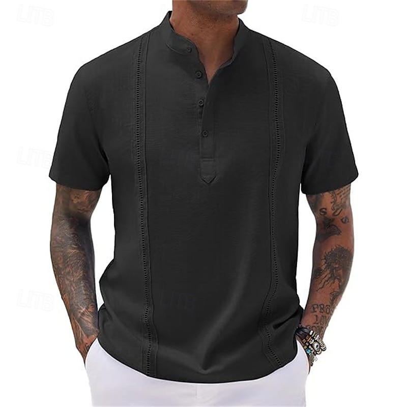 Per uomo Camicia Camicia di lino Camicia casual Camicia con Bottoni Camicia di cotone Semplice Vacanza Streetwear Nero Bianco Rosa Cachi Manica Corta Colletto alla coreana Estate Abbigliamento del 2025 a $23.99 –P7