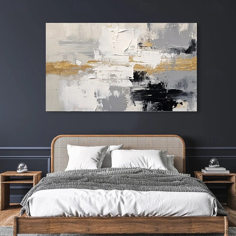 großes schwarzes abstraktes Ölgemälde, handgemalt, grau-goldenes Gemälde, handgefertigtes Gemälde, moderne Bürokunst, Wandgemälde für Wohnzimmer, Schlafzimmer, Büro, Wanddekoration 2025 - $116.99 –P5