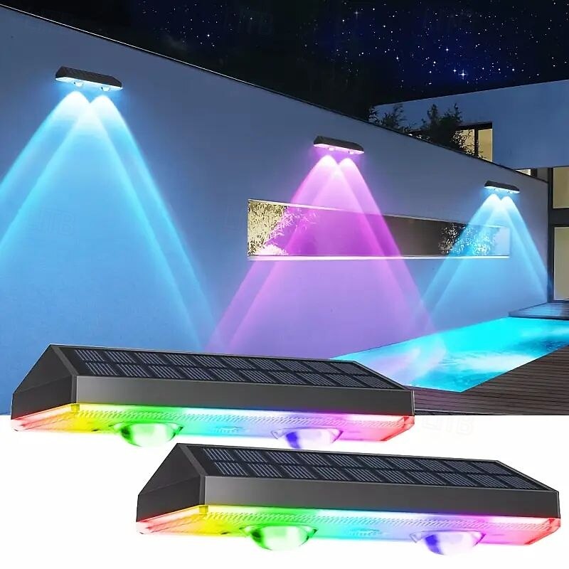 LED Außenwandleuchte Solarlampen Solar-Außenwandleuchte - IP65 wasserdicht, Gartenzaun, Balkon, Veranda, Landschaftsbeleuchtung 1/2/4 Stück 2025 - $19.99 –P2