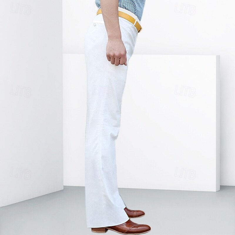 Homens Social Calças chinês Botões Bolsos Tecido Conforto Formal Festa Trabalho Moda Estilo Clássico Preto Branco Micro-Elástica de 2025 por $33.99 –P11