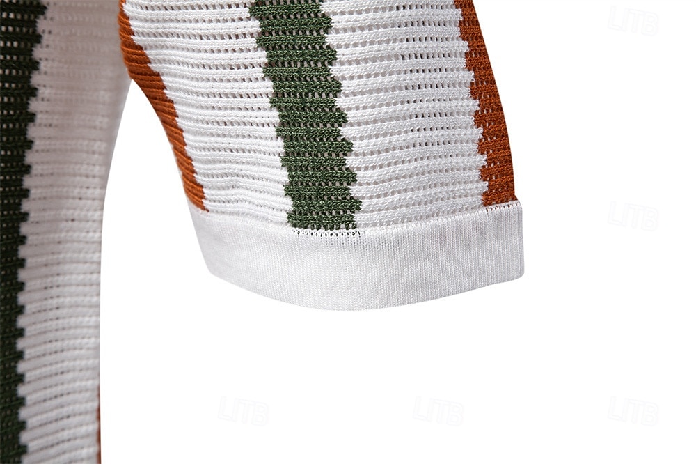 Retro 70. léta Tričko Pletené polo Hippie Síťka Proužky Maškarní kostým Pánské Dovolená Na den Plážové Dospělé Vrchní deska Jaro léto 2025 - $32.99 –P5