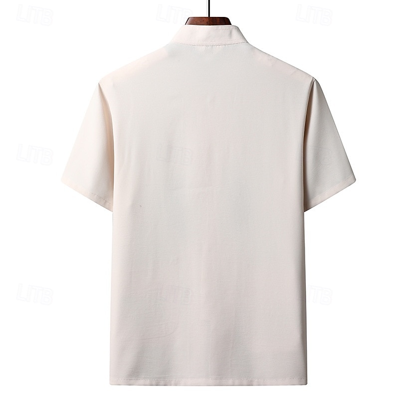 Bărbați Cămașă Cămașă de vară Cămașă casual Cămașă de plajă Camașă cu nasturi Roșu-aprins Bleumarin Trifoi Gri Deschis Gri Închis Manșon scurt Balaur Guler de stand Vacanță Hawaiian Brodat 2025 - $21.99 –P7