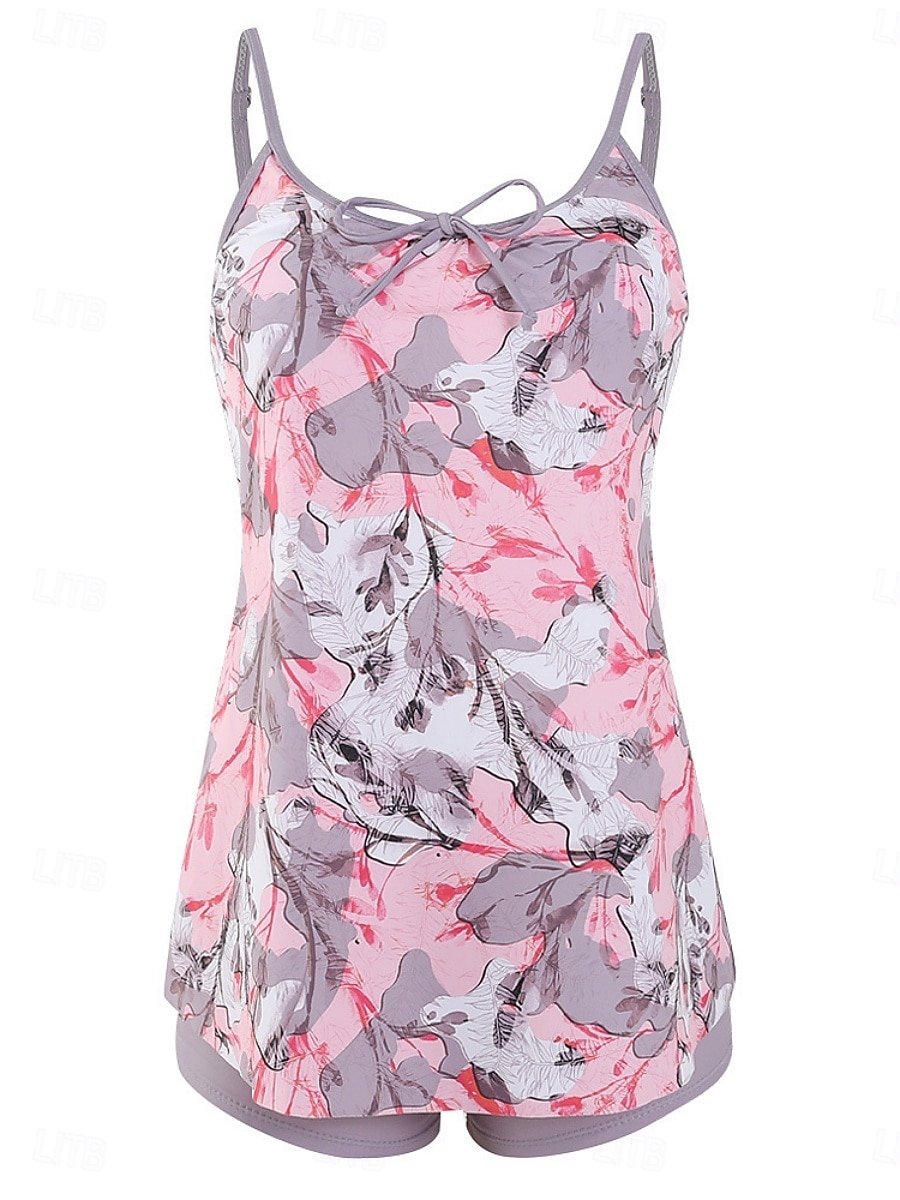 Kvinnors tankini 2-delad baddräkt Boho shorts mage kontroll hög midja smal rygglös semester strandkläder paisley U-hals ärmlösa baddräkter 2026 - $33.99 –P9