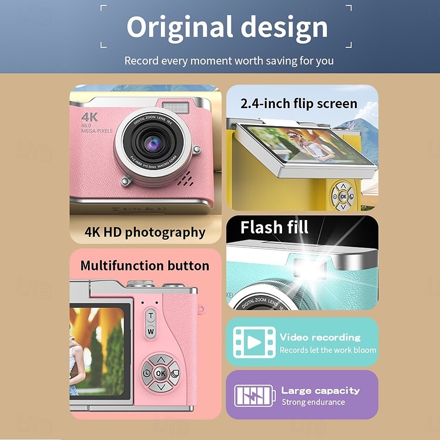 HD Digital Cameras 4K 1080p Easy to Use Rotatable 2.4 Lcd Screen  CCD Camera 2025 - $52.99 –P1