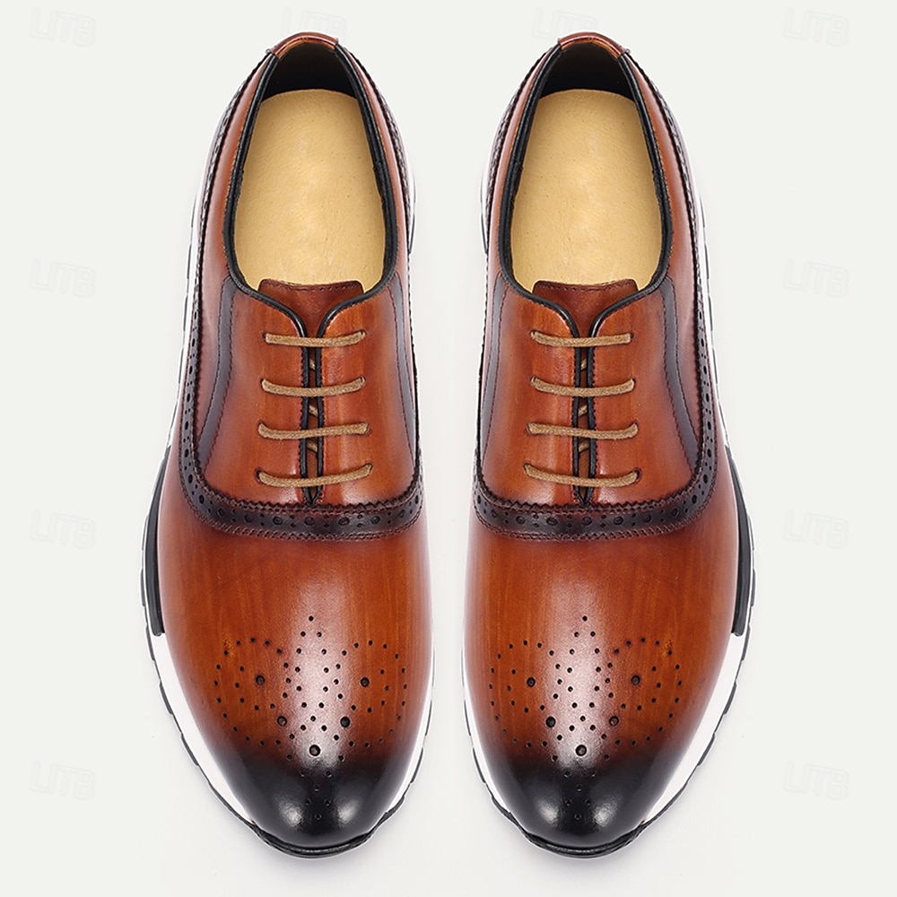 sneakers brogue in vera pelle da uomo – scarpe oxford vintage con punta a coda di rondine fatte a mano con dettagli classici traforati per abbigliamento business e casual del 2026 a $99.99 –P4