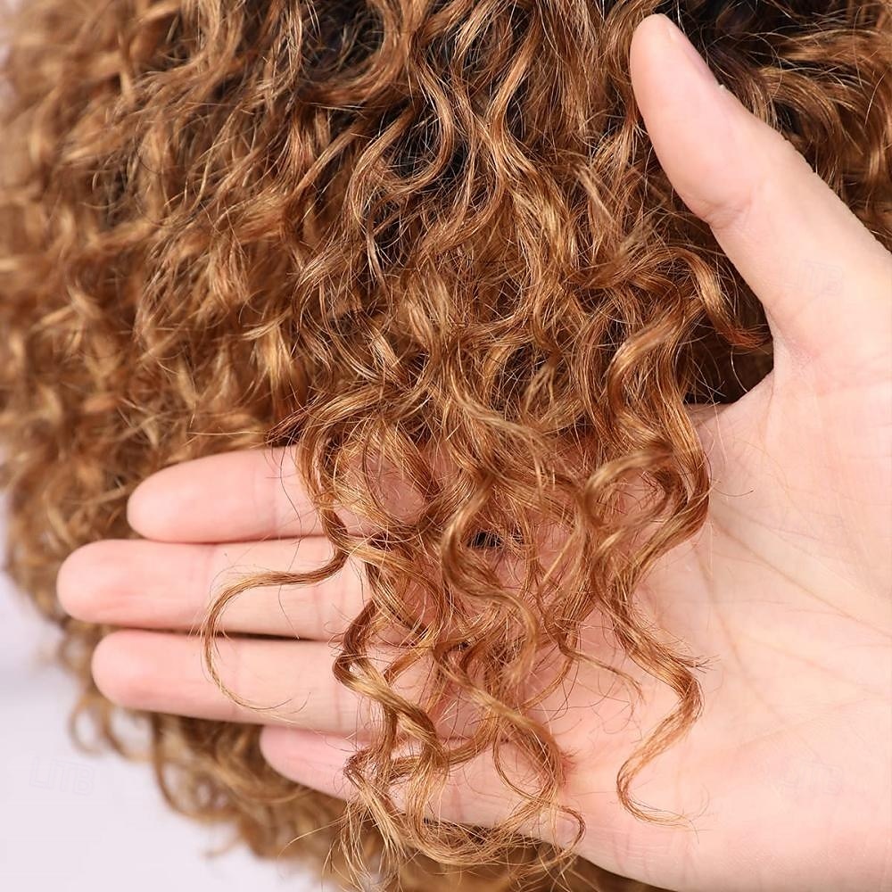 Fancy Hair Short Curly Human Hair Wigs Pixie Cut Kinky Curly Wig Honey Blonde With Dark Roots Side Part Deep Curly No Lace Front Brazilian Remy Human Hair Wig for Black Women Daily Use 2025 - $74.99 –P5