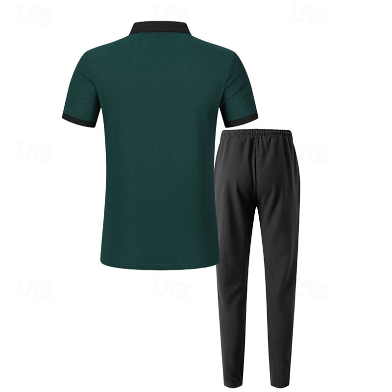 Men's Golf Shirt Golf Polos Shirts Work Casual Lapel Short Sleeve Basic Modern Color Block Patchwork Buttons Summer Spring Regular Fit Wine Green Khaki Gray Golf Shirt 2025 - $31.99 –P9