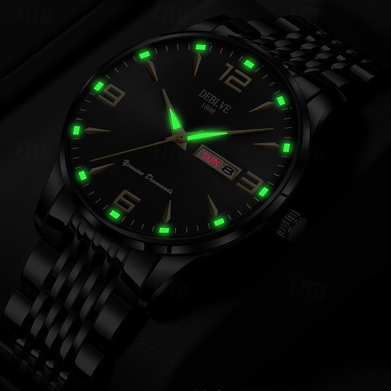 1 Herren Sport Stahlband Uhr Leuchtet Im Dunkeln Kalender Wochenanzeige Licht Luxus All-In-One Legierung Mode Ultra-Dünn Digital Herren Business Uhr 2025 - $20.99 –P8