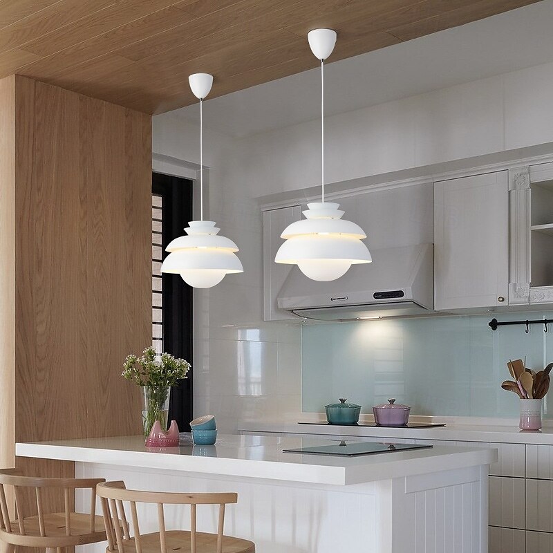Single Light Pendant Light Fixtures White Metal Pendant Light Home Decor with Metal Shade Modern Hanging Lamp Hight Adjustable E27 Industrial Chandelier for Living Room Bedroom 32cm 110-240V 2025 - $279.99 –P6