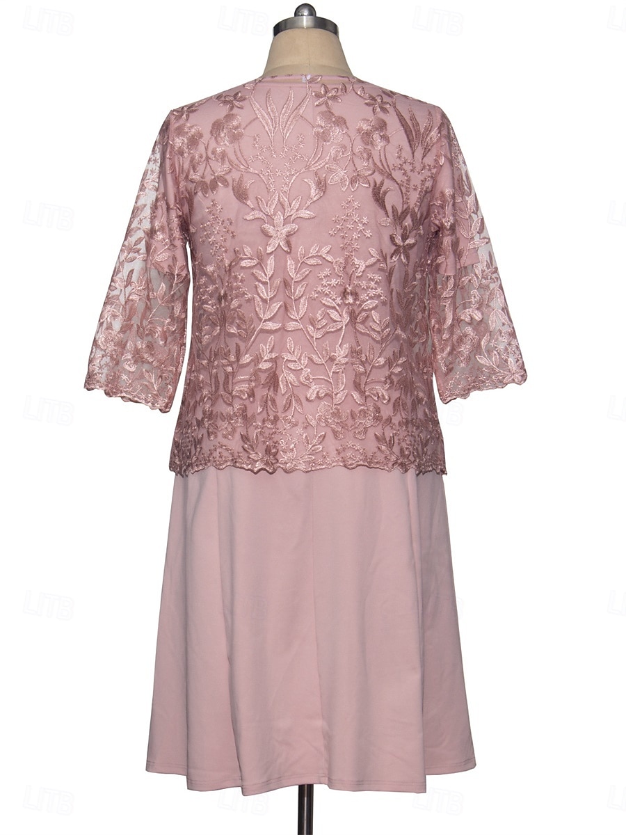Damen Kleid-Set Casual kleid Rock-Set Elegant Modisch Blumen Patchwork Bestickt Midikleid Langarm Rundhalsausschnitt Outdoor Täglich Rosa Frühling Herbst Lockere Passform 2025 - $41.99 –P4