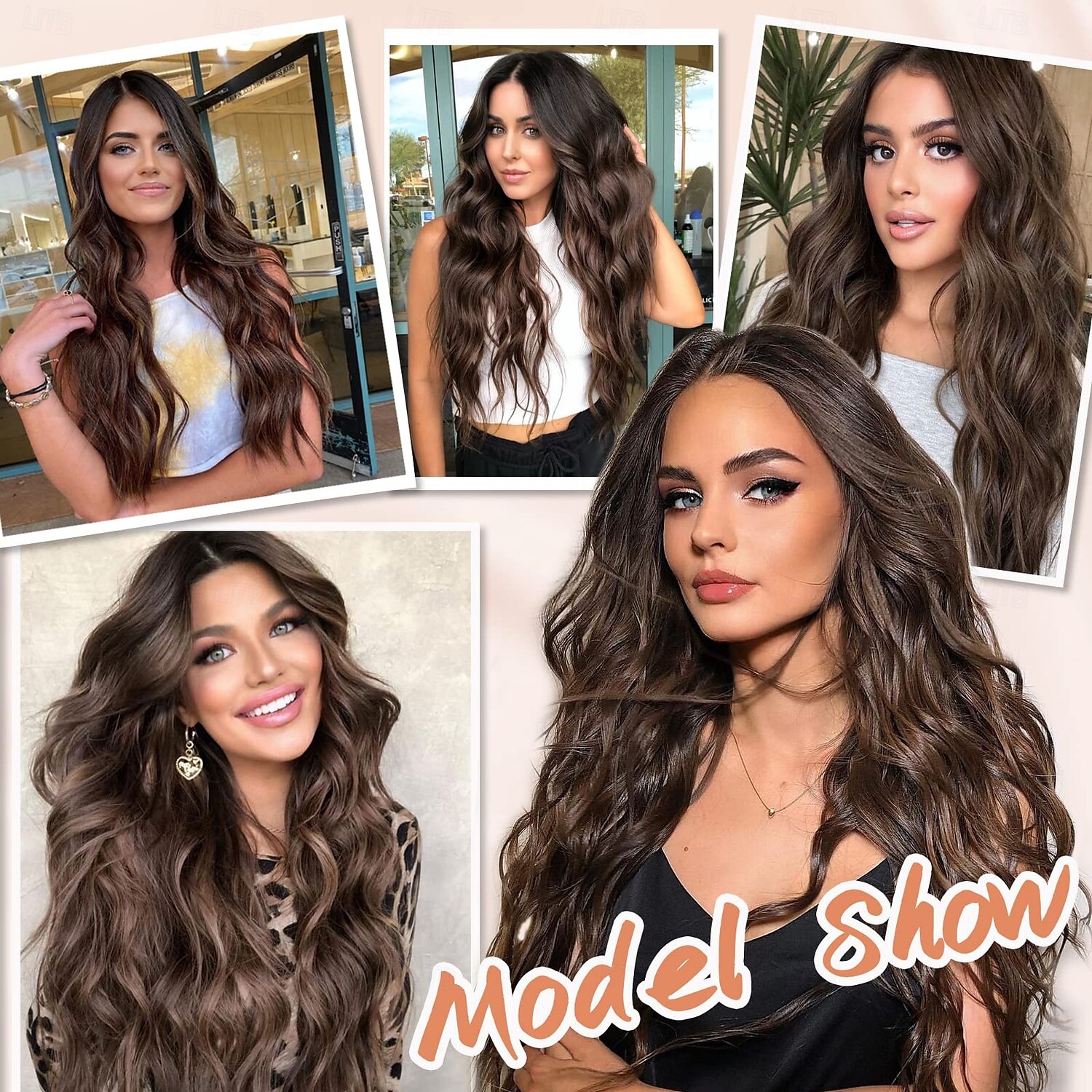 Wig for Women Long Wavy Wigs Women, Natural Looking Hair Wigs, Heat Resistant Brown Synthetic Wig, Middle Part Hair Replacement Wigs for Daily Party Use 2025 - $29.99 –P5