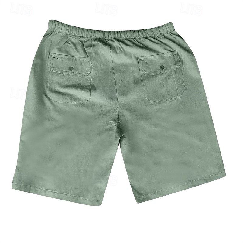 Herren Shorts Kurze Hosen Shorts aus Baumwollleinen Sommer-Shorts Strandshorts Kurze Hosen Tasche Kordelzug Elastische Taille Glatt Komfort Atmungsaktiv Kurz Urlaub Festtage Strand Hawaiianisch Boho 2025 - $16.49 –P14