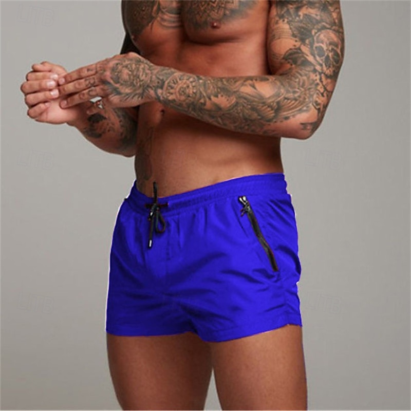 Homens Calção Justo de Natação Shorts de Natação Bermuda de Surf Calças Com Cordão Com bolsos Natação Surfe Praia Esportes Aquáticos Cor Sólida Verão Primavera de 2025 por $16.99 –P9