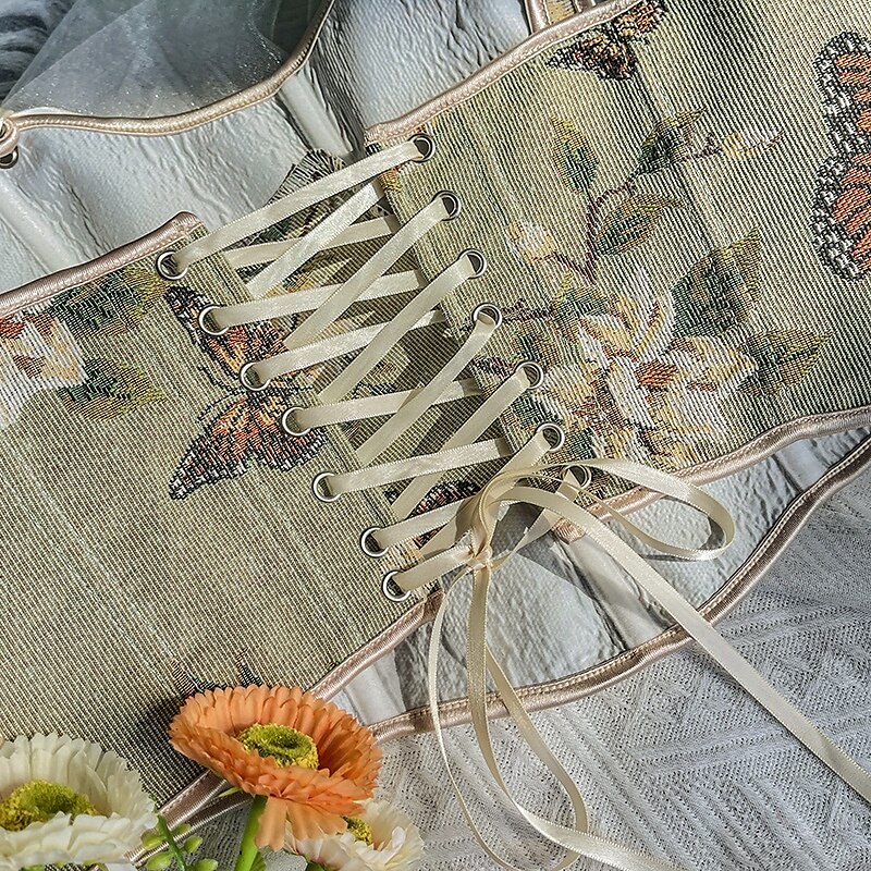 Retró Középkori Reneszánsz Fűző Prsluk Bustier Ren Faire Virágos Jacquardszövet Édes Nyak Női Kelta Fantasy Mindszentek napja Farsang Parti Alkalmi / Napi LARP Felnőttek Fűző 2025 - $48.99 –P6