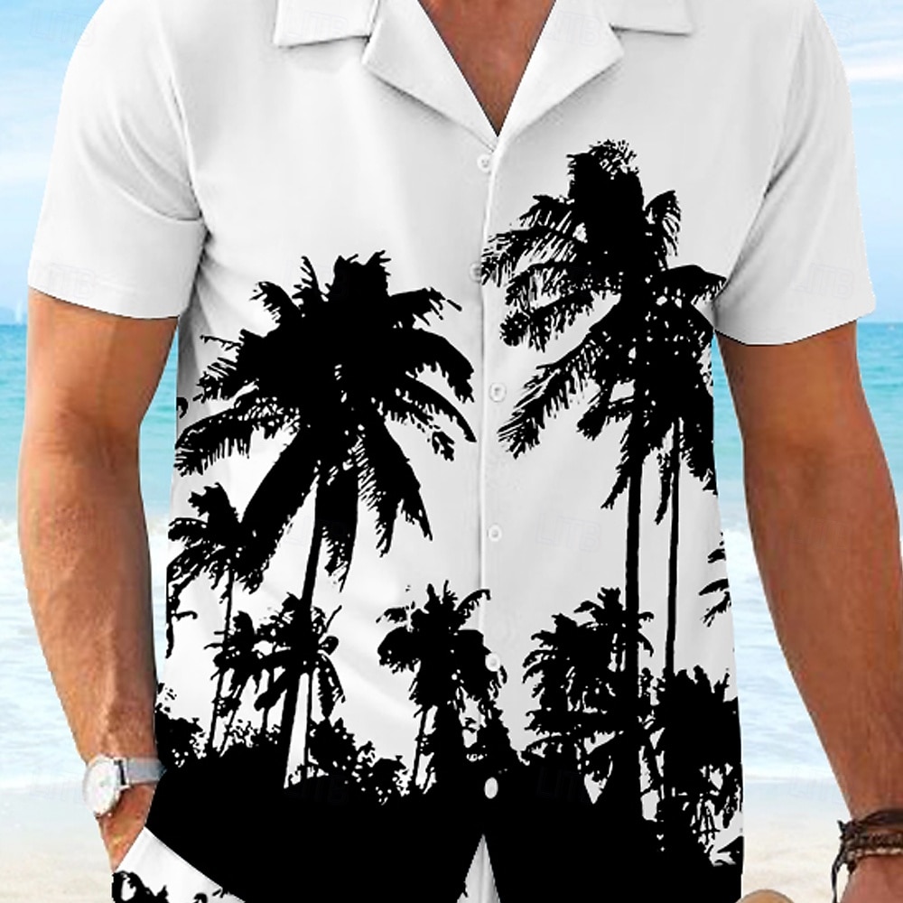 Herren Kokospalme 2St Hemden-Sets Hemd Kurzarm Kurze Hosen Kubanisches Halsband Urlaub Hawaiianisch Party Lässig Täglich 3D-Druck Sommer Rubinrot Weiß Gelb 2026 - $40.99 –P5