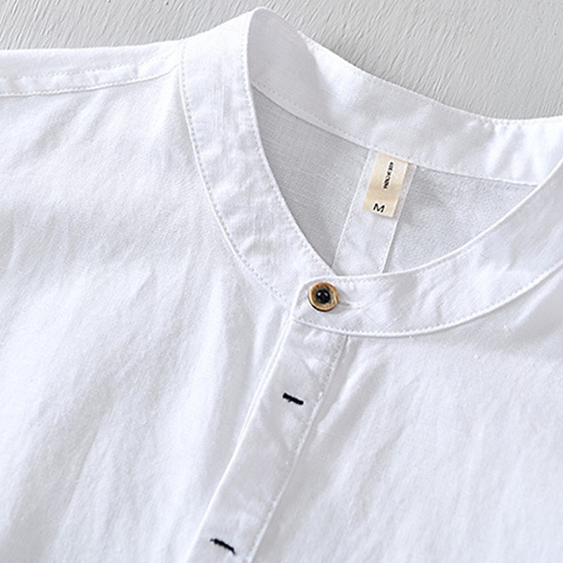 Per uomo Camicia Camicia di lino Camicia popover Camicia casual Camicia di cotone Semplice Vacanza Streetwear Bianco Blu reale Azzurro cielo Grigio chiaro Manica Corta Colletto alla coreana Estate del 2025 a $40.99 –P5