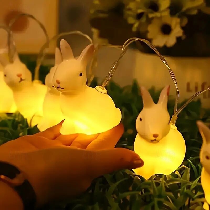 velikonoční řetězová světla králičí kuřátko víla 1,5 m 10 LED na baterie domácí zahrada balkon pokoj dovolená velikonoční párty dekorace závěsná světla 2025 - $9.99 –P15