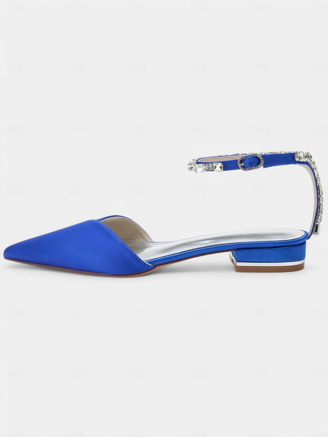 chaussures de mariage chic en satin noir avec bride à la cheville en cristal – bout pointu, talon bas, parfaites pour les mariages et les occasions élégantes de 2025 ? $64.99 –P5