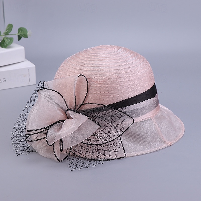 Klobouky Organza Kbelík Čajový dýchánek Dostih koktejl Elegantní Vinobraní Roztomilý S Květiny Přílba Pokrývky Hlavy 2025 - $17.99 –P8