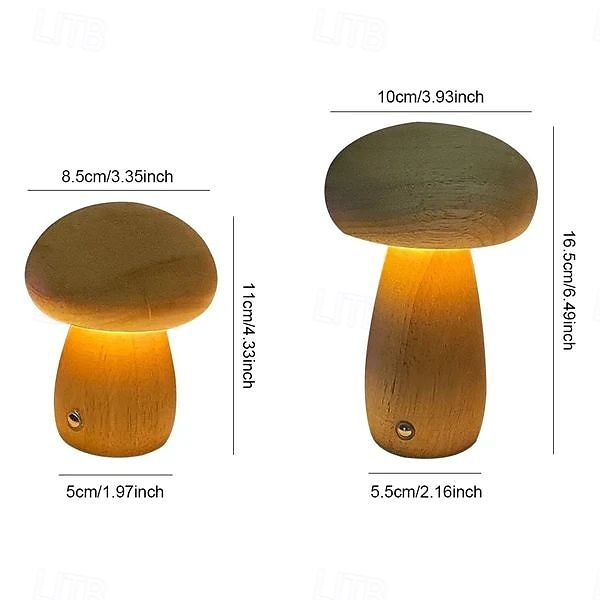 lampada da tavolo a fungo a led dimmerabile touch lampada da ufficio in legno ricaricabile tramite usb luce notturna camera da letto casa bar ufficio decorazione regalo di compleanno del 2025 a $30.99 –P1