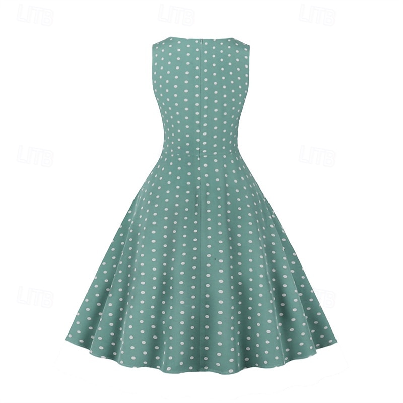 Retro 50. léta Rockabilly Šaty Houpací šaty Puntíky Dámské Karneval Plesová maškaráda Denní nošení loučení se svobodou nevěsty Dospělé Šaty Šaty pro návrat domů 2025 - $23.99 –P13