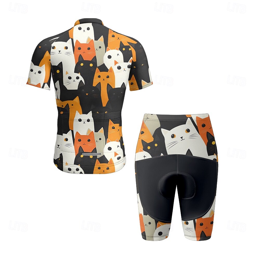 Ανδρικά Φανέλα και σορτς ποδηλασίας Γάτα Κοντομάνικο Ποδήλατο Ρούχα σύνολα με 3 πίσω τσέπες Ποδηλασία Βουνού Ποδηλασία Δρόμου Μποστινό Φερμουάρ Σκούπισμα ιδρώτα Άνετο Αναπνέει Αθλητισμός 2025 - AU $77.55 –P8