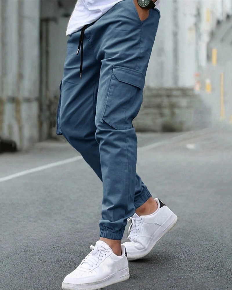 Homens Calças Cargo Calças Cintura elástica Bolso multi Tecido Vestível Ao ar livre Diário Casual Marron Escuro Preto de 2026 por $31.99 –P14