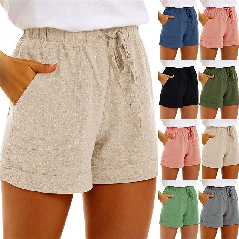 Per donna Pantaloni in cotone e lino Semi-lungo Pantaloni Palazzo Moda Streetwear Comfort Lunghezza al ginocchio Vita Alta Semplice Tasca Coulisse Elastico in vita Comodo All'aperto Confortevole del 2025 a $24.99 –P1