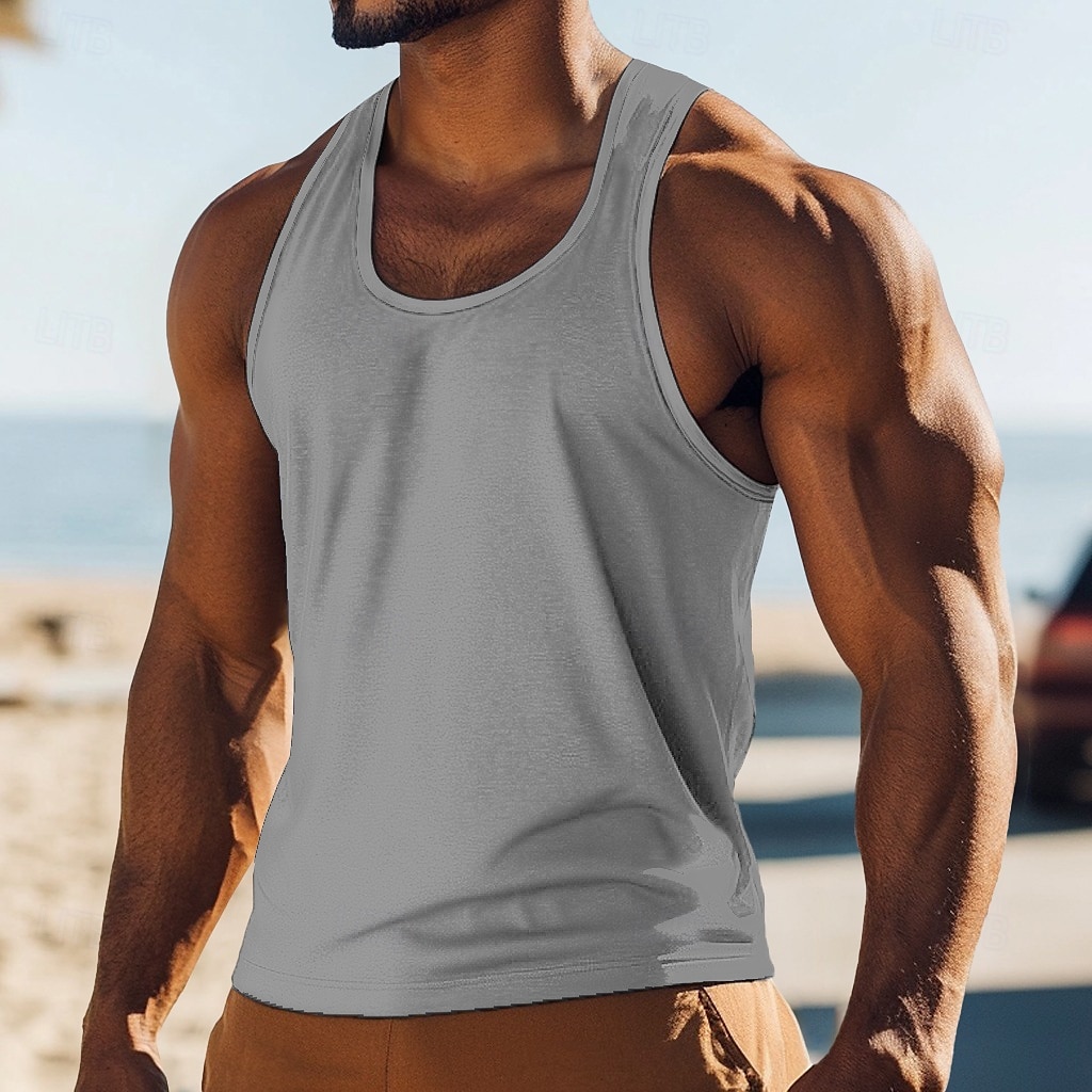 Men's Tank Top Vest Undershirt Sleeveless Shirt Sleeveless Crewneck Summer Solid Color Plain Fashion Classic Comfortable Street Casual Sports Black White Red Top Tee for Men 2025 - $11.49 –P7
