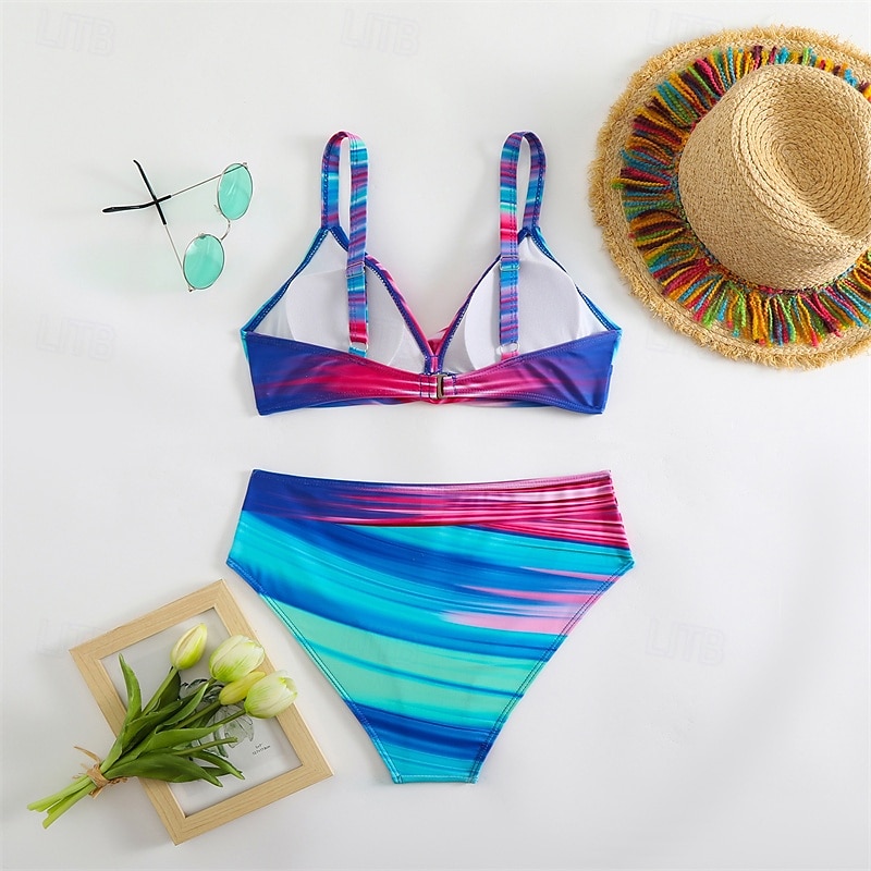 Dam Tankini Tvådelad baddräkt V-ringad Brottarrygg Badkläder Badkläder Rodnande Rosa Blå Andningsfunktion Snabb tork Lättvikt Ärmlös - Simmning Surfing Strand Sommar Vår 2025 - $19.49 –P10