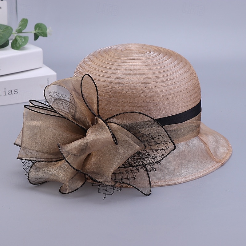 Klobouky Organza Kbelík Čajový dýchánek Dostih koktejl Elegantní Vinobraní Roztomilý S Květiny Přílba Pokrývky Hlavy 2025 - $17.99 –P11