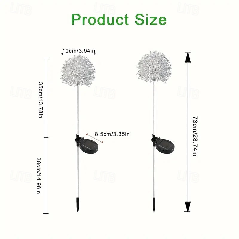 2pcs Outdoor Solar Dandelion Aluminum Ball Garden Light LED Landscape Light No Wiring Required for Courtyard Pathway Terrace Flower Bed Camping Holiday Party Decoration 2025 - $32.99 –P1