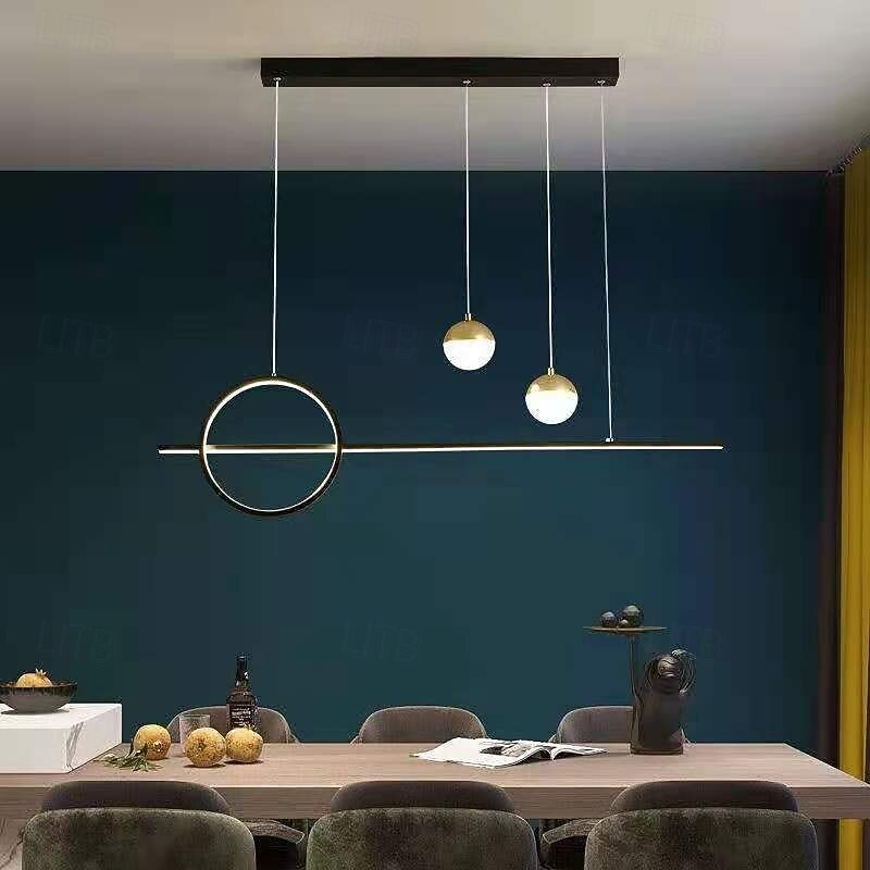 luz colgante led luz de isla de cocina moderno oro negro 80cm linterna diseño luz colgante acabados pintados de metal moderno 220-240v 110-120v 2026 - $249.99 –P6