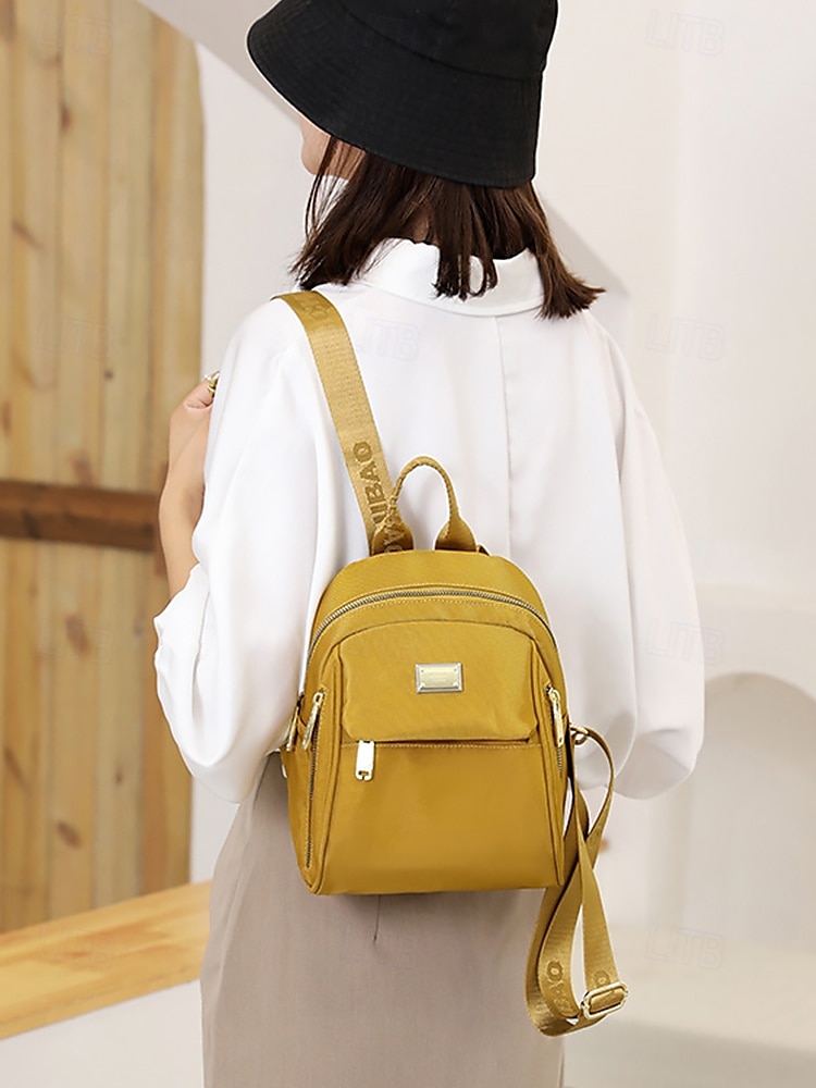 rucsac mic de damă, rezistent la apă, cu buzunare multiple – geantă de umăr ușoară și elegantă pentru călătorii, școală și utilizare zilnică ocazională negru galben roz 2025 - $21.99 -P2