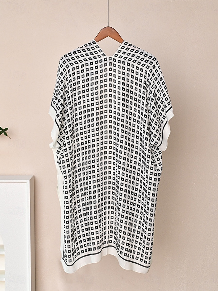 Mujer Bañadores Tapadera Vestido de Baño Traje de baño Vacaciones Ropa de playa Geométrico Escote en Pico Manga Larga Trajes de baño 2025 - $21.99 –P5