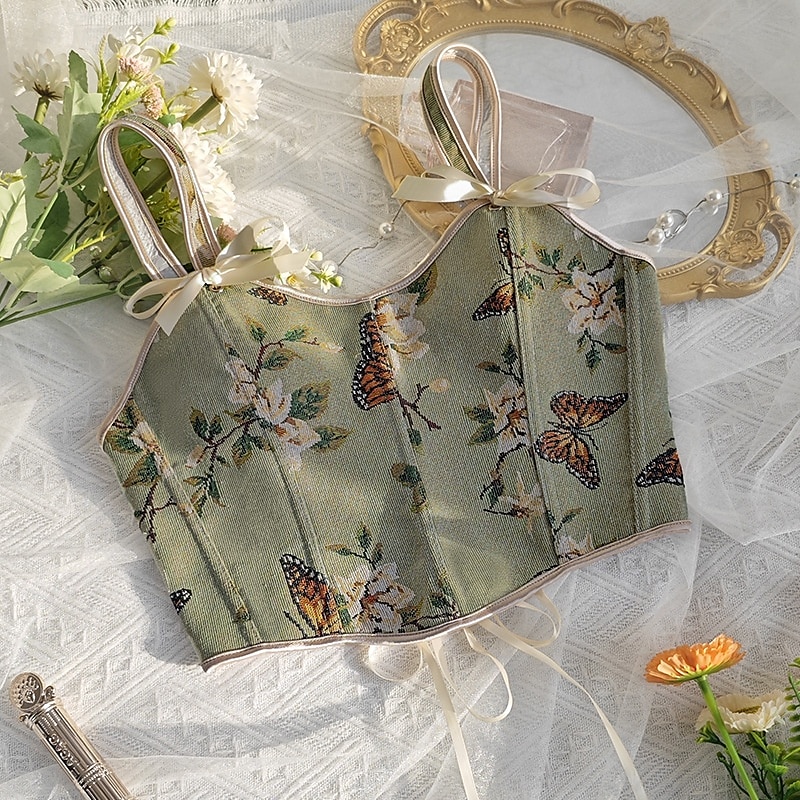 Retró Középkori Reneszánsz Fűző Prsluk Bustier Ren Faire Virágos Jacquardszövet Édes Nyak Női Kelta Fantasy Mindszentek napja Farsang Parti Alkalmi / Napi LARP Felnőttek Fűző 2025 - $48.99 –P8